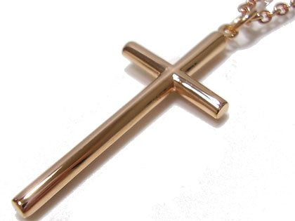 【ステンレスアクセサリー】ピンク クロスステンレスネックレス
