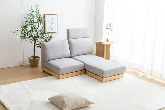 Mellow オットマン・ヘッドレスト付き二人掛けローソファ【幅108cm】